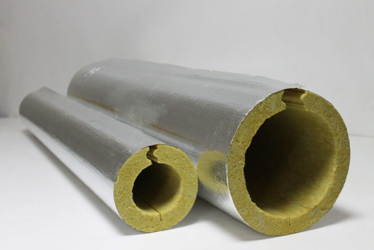 Цилиндр минераловатный ЭКОРОЛЛ КВ-100 ФА кашированный алюминиевой фольгой 1000х89х25 мм